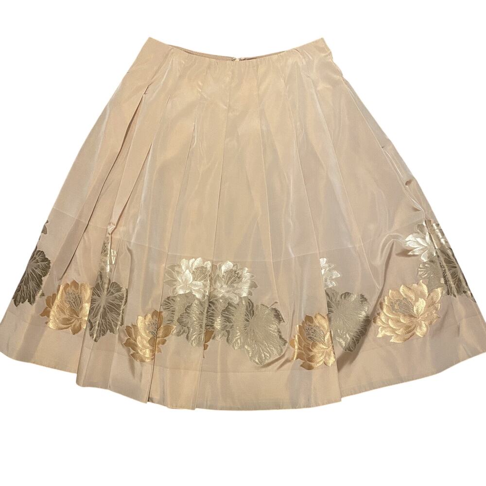 Jon Floral Pink Gold Metallic Matching Set Top Skirt Womans Size 6 - Picture 8 of 11